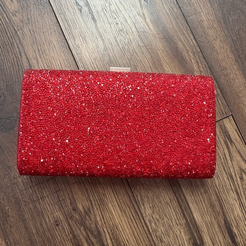 Elegant Red Glitter Clutch
